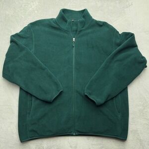 Uniqlo Fleece Jacket Mens XL Green Full Zip Mock Neck Soft Warm Outdoor Layer